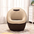 Contemporary Scandinavian Oval Leather Upholstered Swivel Accent Chair Backrest For Living Room