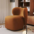 Contemporary Scandinavian Curved Frosted Velvet Upholstered Swivel Accent Chair Wing Back For Living Room