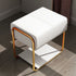 Contemporary Scandinavian Rectangular Square Leather Wood Vanity Stool For Bedroom