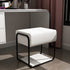 Contemporary Scandinavian Rectangular Square Leather Wood Vanity Stool For Bedroom