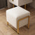 Contemporary Scandinavian Rectangular Square Leather Wood Vanity Stool For Bedroom