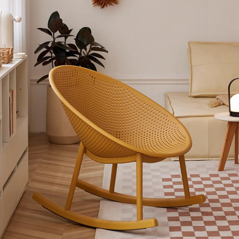 Modern Minimalist Hollowed Out Oval Plastic Rocking Chair Backrest For Living Room