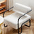 Modern Minimalist Square Cylinder Metal Fabric Accent Chair Backrest Armrest For Living Room