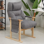 Modern Minimalist Folding Rectangular Wood Hemp Fabric Storage Pocket Accent Chair Backrest Armrests For Study Room