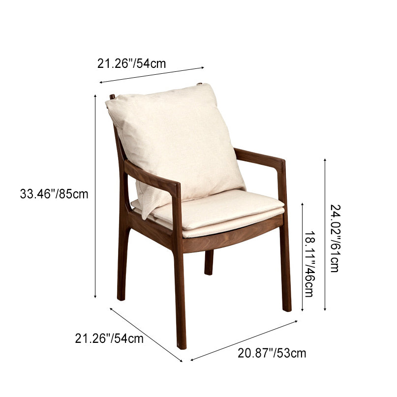 Modern Minimalist Square Wood Chair Backrest Armrest For Living Room