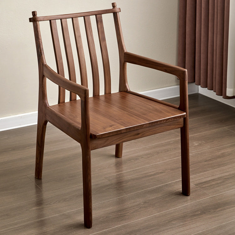 Modern Minimalist Square Wood Chair Backrest Armrest For Living Room