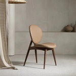 Contemporary Scandinavian Round Square Wood Veneer Dining Chair Backrest For Dining Room