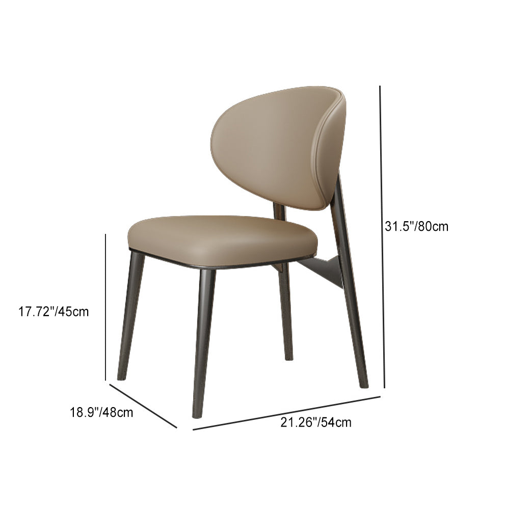 Modern Minimalist Curved Round Leather Steel Dining Chair Backrest For Dining Room