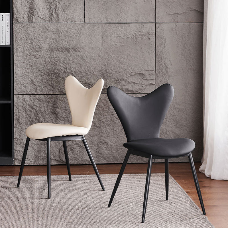 Modern Minimalist Triangle Back Microfiber Leather Carbon Steel Dining Chair Backrest For Dining Room