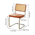 Traditional Vintage Rectangular Cushion Solid Wood Rattan Stainless Steel Dining Chair Backrest For Dining Room