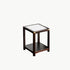 Traditional Vintage Square Tabletop Solid Wood Rock Slab Side Table 1-Shelf For Living Room