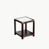 Traditional Vintage Square Tabletop Solid Wood Rock Slab Side Table 1-Shelf For Living Room