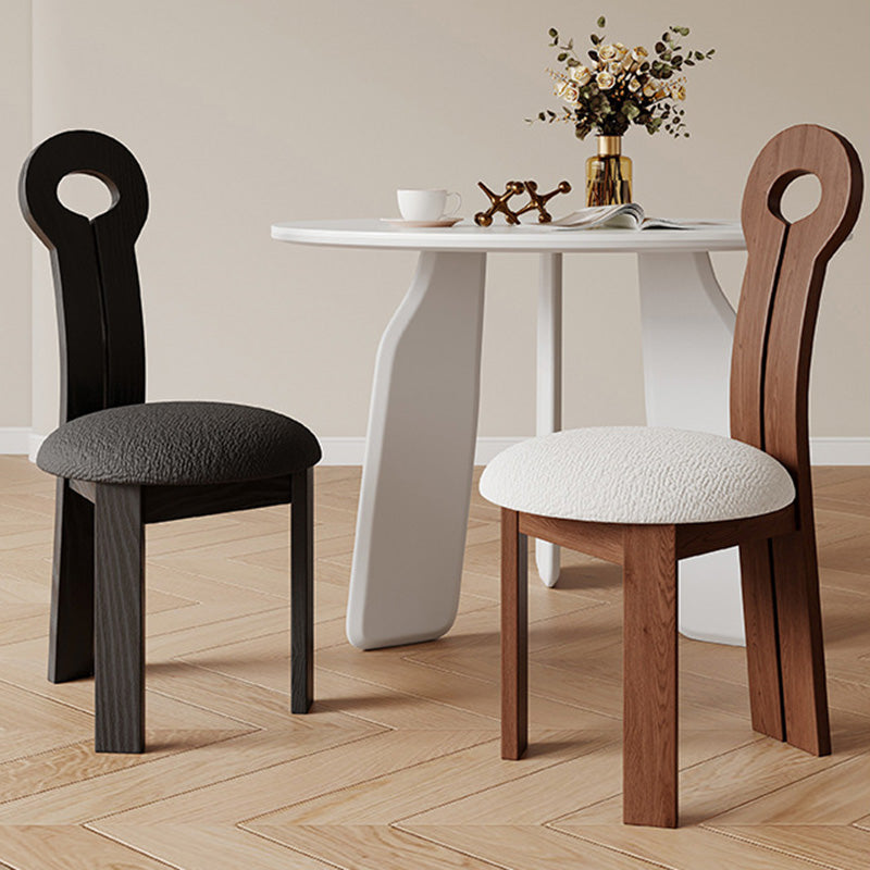 Traditional Retro Round Solid Wood Lambswool High Density Resilience Foam Dining Chair Backrest For Dining Room