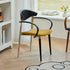 Traditional Vintage Square Solid Wood Aluminum Velvet Dining Chair Backrest Armrest For Dining Room