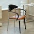 Traditional Vintage Square Solid Wood Aluminum Velvet Dining Chair Backrest Armrest For Dining Room