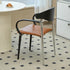 Traditional Vintage Square Solid Wood Aluminum Velvet Dining Chair Backrest Armrest For Dining Room