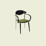 Traditional Vintage Square Solid Wood Aluminum Velvet Dining Chair Backrest Armrest For Dining Room