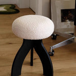 Contemporary Creative Round Lambswool Solid Wood Vanity Stool 3-Leg For Bedroom