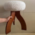 Contemporary Creative Round Lambswool Solid Wood Vanity Stool 3-Leg For Bedroom