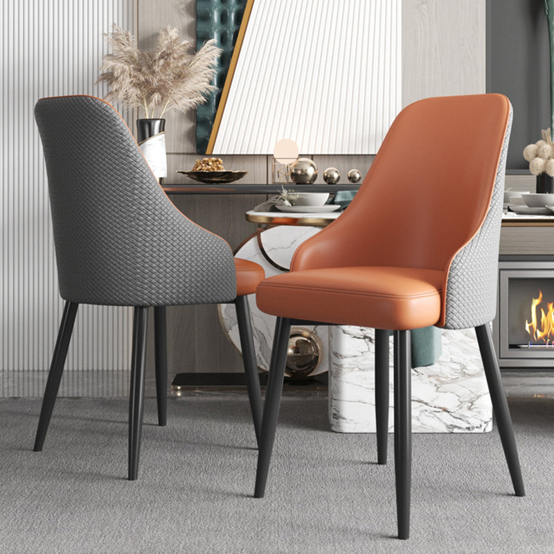 Modern Luxury Trapezoidal Back Leather Carbon Steel Dining Chair Backrest For Dining Room