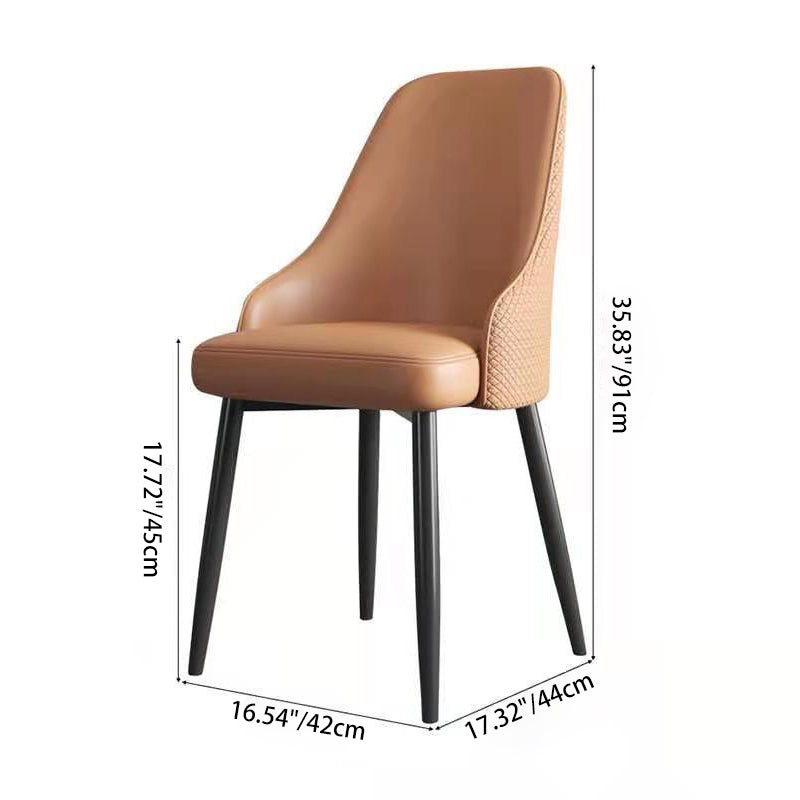 Modern Luxury Trapezoidal Back Leather Carbon Steel Dining Chair Backrest For Dining Room