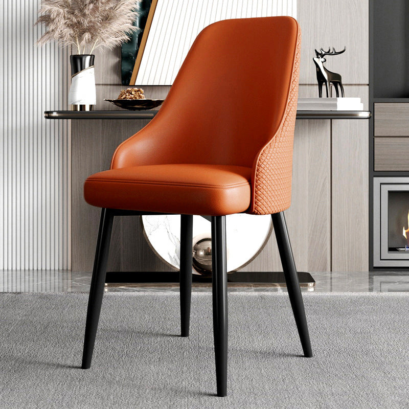 Modern Luxury Trapezoidal Back Leather Carbon Steel Dining Chair Backrest For Dining Room