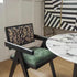 Traditional Vintage Square Solid Leather Dining Chair Backrest Armrest For Living Room