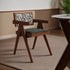 Traditional Vintage Square Solid Leather Dining Chair Backrest Armrest For Living Room