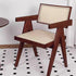 Traditional Vintage Square Solid Leather Dining Chair Backrest Armrest For Living Room