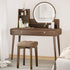 Modern Minimalist Square Solid Wood Leathaire Vanity Stool 4-Leg For Bedroom