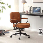 Modern Minimalist Square Leather Stainless Steel Desk Chair Backrest Armrest For Home Office