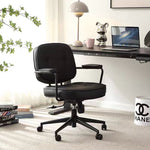 Modern Minimalist Square Leather Stainless Steel Desk Chair Backrest Armrest For Home Office