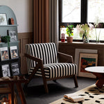 Traditional Vintage Rectangular Rubberwood Lambswool Jacquard Sponge Cotton and Linen Single Person Accent Chair Backrest Armrest For Living Room