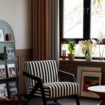 Traditional Vintage Rectangular Rubberwood Lambswool Jacquard Sponge Cotton and Linen Single Person Accent Chair Backrest Armrest For Living Room