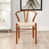 Contemporary Scandinavian Curved Square Y Shape Braided Solid Wood Dining Chair Backrest Arm For Dining Room