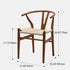 Contemporary Scandinavian Curved Square Y Shape Braided Solid Wood Dining Chair Backrest Arm For Dining Room