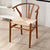 Contemporary Scandinavian Curved Square Y Shape Braided Solid Wood Dining Chair Backrest Arm For Dining Room