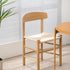 Traditional Japanese Bent Square Braided Solid Wood Dining Chair Backrest Armless For Dining Room