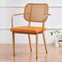 Modern Luxury Square Cutout Leather Bamboo Rattan Metal Dining Chair Backrest For Dining Room