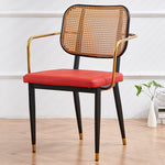 Modern Luxury Square Cutout Leather Bamboo Rattan Metal Dining Chair Backrest For Dining Room