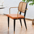 Modern Luxury Square Cutout Leather Bamboo Rattan Metal Dining Chair Backrest For Dining Room