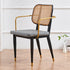 Modern Luxury Square Cutout Leather Bamboo Rattan Metal Dining Chair Backrest For Dining Room