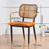 Modern Luxury Square Cutout Leather Bamboo Rattan Metal Dining Chair Backrest For Dining Room