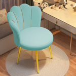 Contemporary Scandinavian Velvet Iron Sponge Latex Round Shell Vanity Stool Backrest For Bedroom