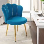 Contemporary Scandinavian Velvet Iron Sponge Latex Round Shell Vanity Stool Backrest For Bedroom