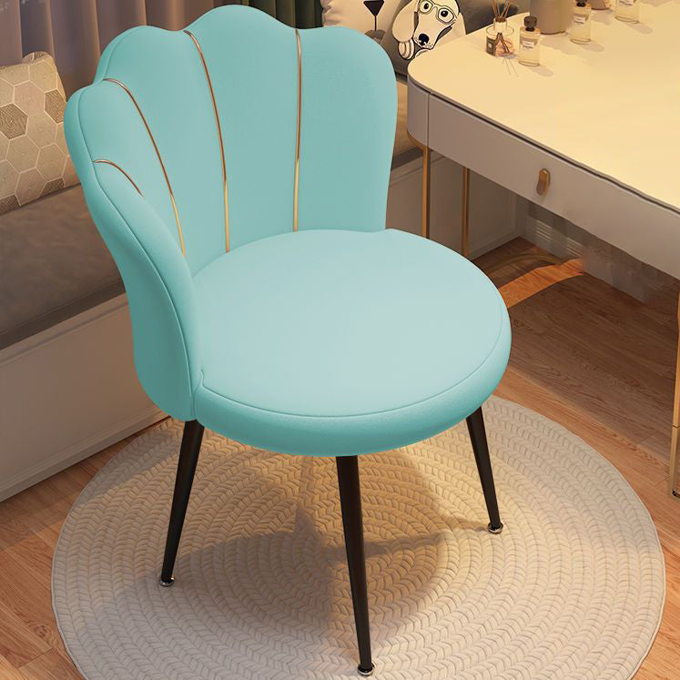 Contemporary Scandinavian Velvet Iron Sponge Latex Round Shell Vanity Stool Backrest For Bedroom