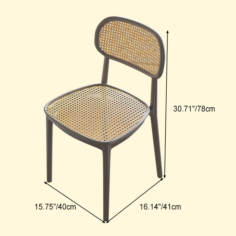 Contemporary Retro Weaving PP Sponge Square Dining Chair Backrest For Dining Room