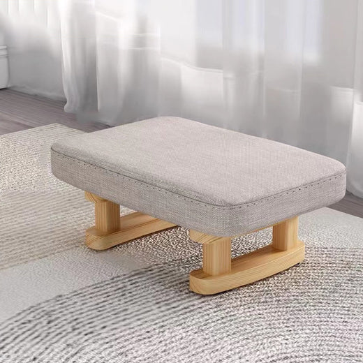 Contemporary Scandinavian Wood Fabric Sponge Rectangular Low Stool For Entryway