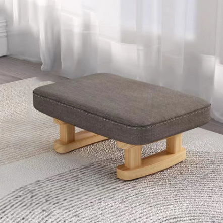 Contemporary Scandinavian Wood Fabric Sponge Rectangular Low Stool For Entryway