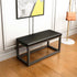 Modern Minimalist Leather Iron Sponge Square Rectangular Vanity Stool Backless For Bedroom